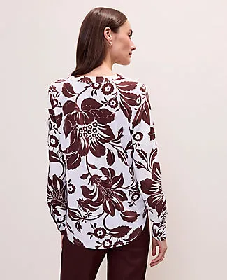 Ann Taylor Petite Floral Mixed Media Pleat Front Top sold by Ann Taylor product image thumbnail 2