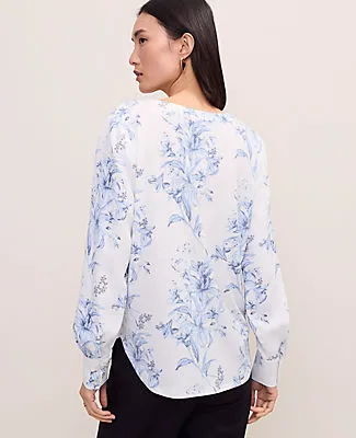 Ann Taylor Petite Floral Mixed Media Pleat Front Top sold by Ann Taylor product image thumbnail 2