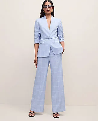 Ann Taylor The Collarless Belted Blazer in Windowpane sold by Ann Taylor