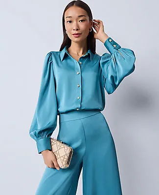 Ann Taylor Satin Blouson Sleeve Blouse sold by Ann Taylor