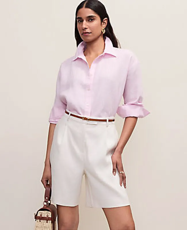 Ann Taylor Petite Weekend Linen Button Down Shirt made by Ann Taylor