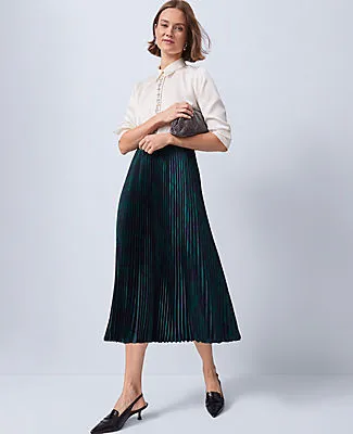 Ann Taylor Plaid Pleated Midi Skirt sold by Ann Taylor product image thumbnail 4