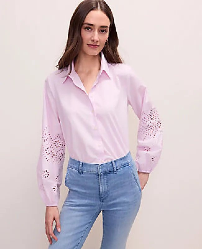 Ann Taylor Eyelet Button Down Shirt made by Ann Taylor