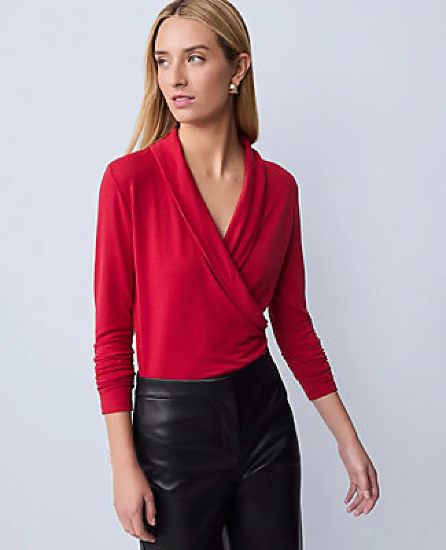 Ann Taylor Shawl Collar Wrap Top made by Ann Taylor