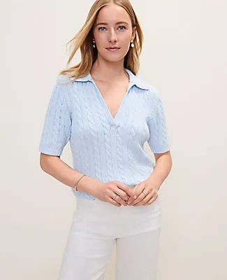 Ann Taylor Weekend Cable Polo Sweater sold by Ann Taylor
