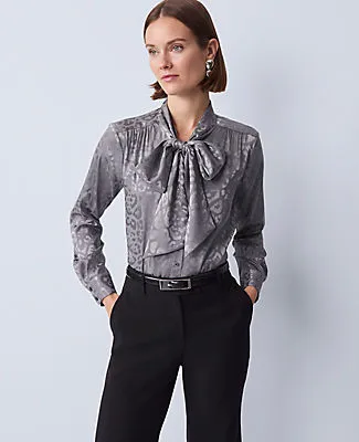 Ann Taylor Petite Animal Print Bow Blouse sold by Ann Taylor product image thumbnail 3