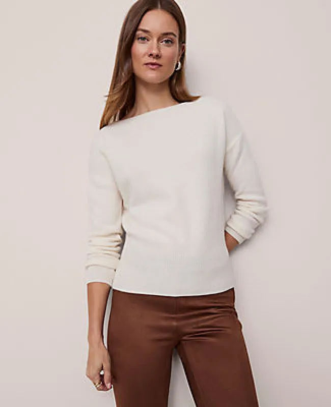 Ann Taylor Studio Collection Cashmere Off-The-Shoulder Sweater made by Ann Taylor