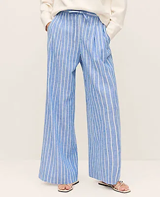 Ann Taylor Weekend Collection Striped Easy Fit Wide-Leg Pant in Linen sold by Ann Taylor product image thumbnail 2