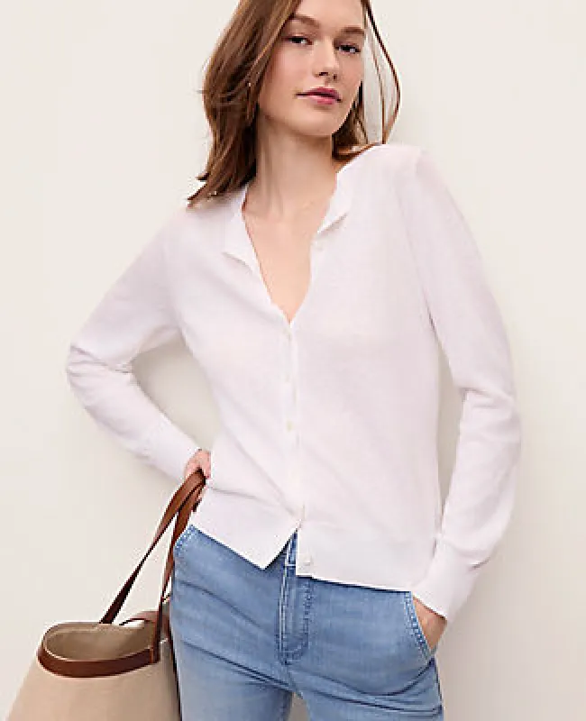 Ann Taylor Petite Ann Cardigan in Linen Blend made by Ann Taylor