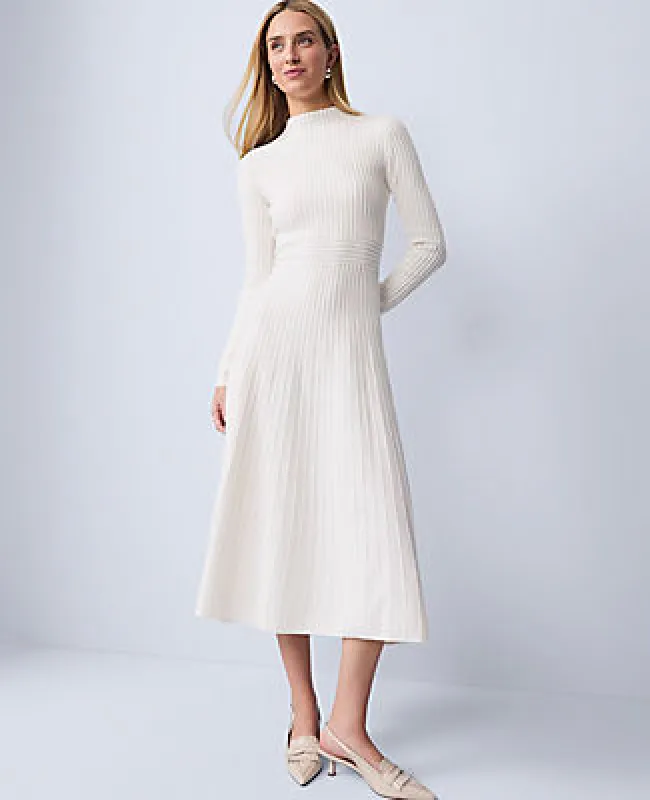 Ann Taylor Petite Ribbed Mock Neck Sweater Dress made by Ann Taylor