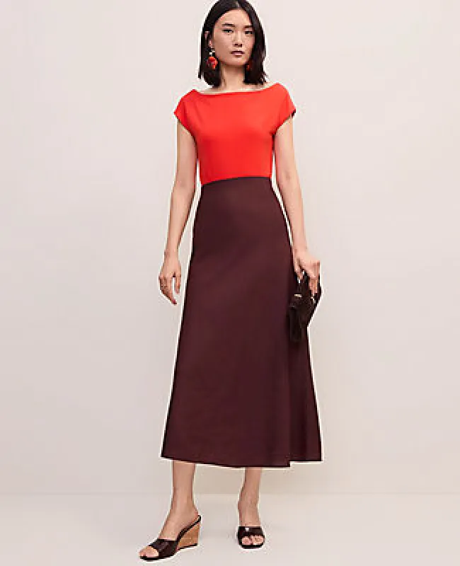 Ann Taylor Petite Linen Blend Bias Midi Slip Skirt made by Ann Taylor