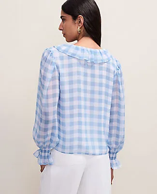 Ann Taylor Gingham Ruffle Trim Blouse sold by Ann Taylor product image thumbnail 2