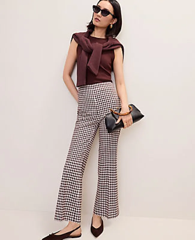 Ann Taylor The Petite Side Zip Flare Pant in Gingham made by Ann Taylor