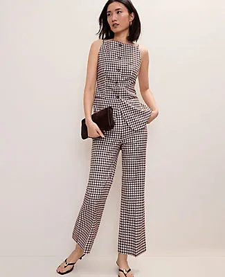 Ann Taylor The Petite Side Zip Flare Pant in Gingham sold by Ann Taylor product image thumbnail 4