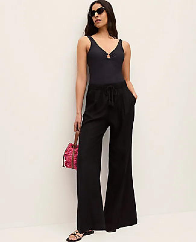 Ann Taylor Weekend Easy Fit Wide-Leg Pant in Linen Blend made by Ann Taylor