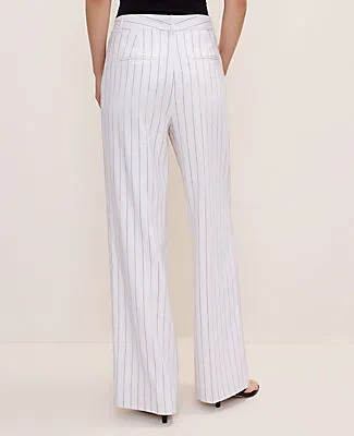 Ann Taylor The Petite Pinstripe Wide-Leg Pant in Linen Blend sold by Ann Taylor product image thumbnail 3