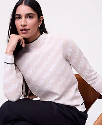 Ann Taylor Geo Mock Neck Sweater sold by Ann Taylor