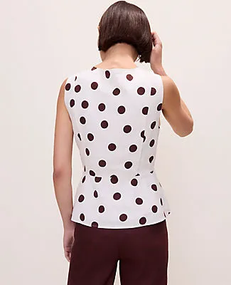 Ann Taylor Polka Dot Peplum Tank Top in Linen Blend sold by Ann Taylor product image thumbnail 2