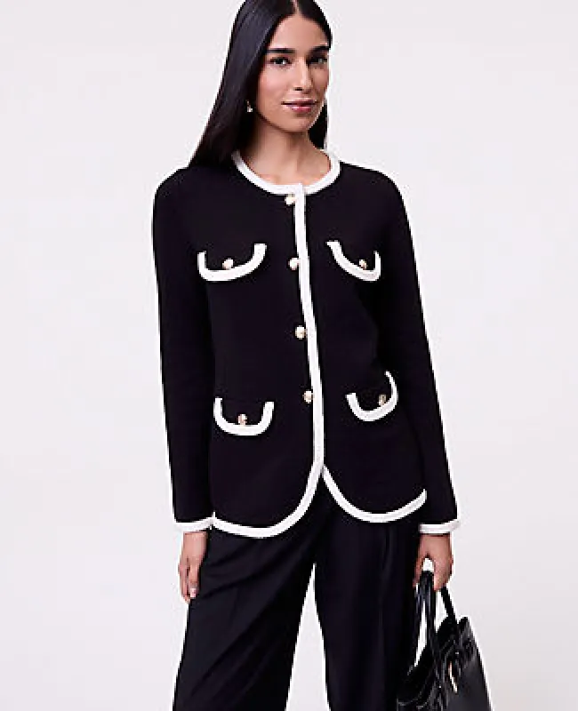 Ann Taylor Textured Trim Sweater Jacket made by Ann Taylor