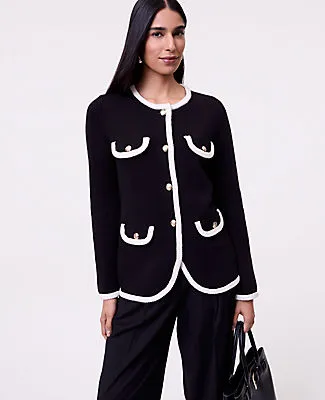 Ann Taylor Textured Trim Sweater Jacket sold by Ann Taylor