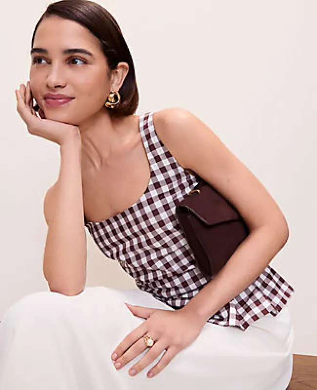 Ann Taylor Peplum Tank Top in Gingham made by Ann Taylor