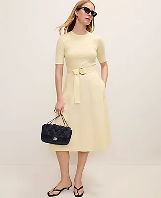 Ann Taylor Mixed Media Flare Midi Dress sold by Ann Taylor