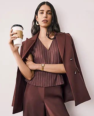 Ann Taylor Pinstripe Peplum Top in Linen Blend sold by Ann Taylor product image thumbnail 3