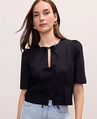 Ann Taylor Tie Front Short Sleeve Blouse sold by Ann Taylor