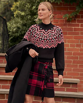 Ann Taylor Weekend Collection Fair Isle Mock Neck Sweater sold by Ann Taylor