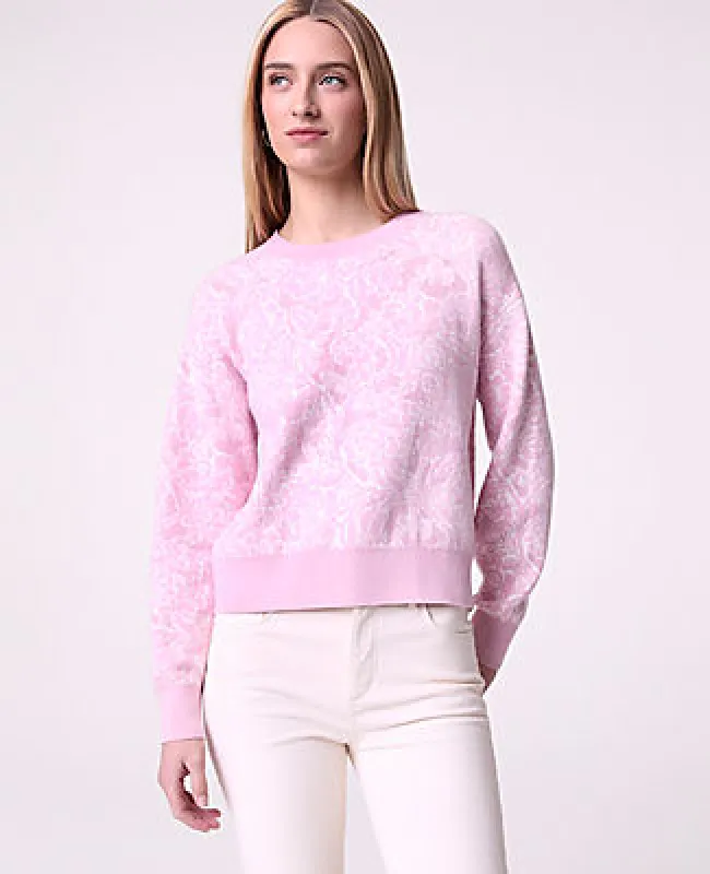 Ann Taylor Weekend Floral Jacquard Crew Neck Sweater made by Ann Taylor