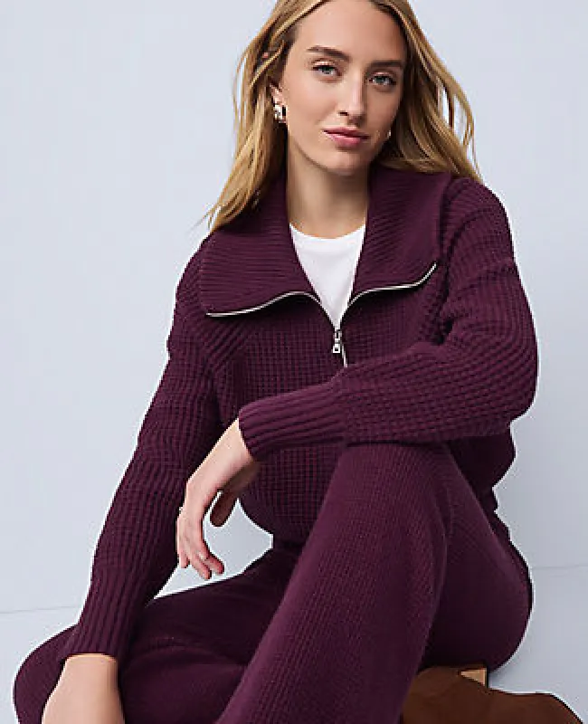 Ann Taylor Weekend Collection Half-Zip Waffle Sweater made by Ann Taylor
