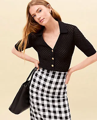Ann Taylor Pointelle Polo Sweater sold by Ann Taylor product image thumbnail 2