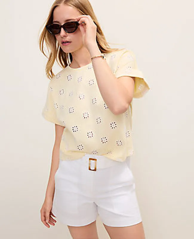 Ann Taylor Weekend Eyelet Crew Neck Top made by Ann Taylor