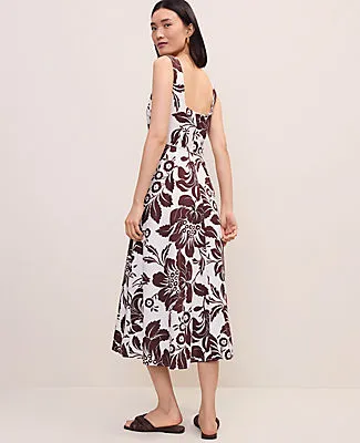 Ann Taylor Floral Flare Midi Dress in Linen Blend sold by Ann Taylor product image thumbnail 2