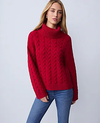 Ann Taylor Weekend Collection Cable Turtleneck Sweater sold by Ann Taylor product image thumbnail 2