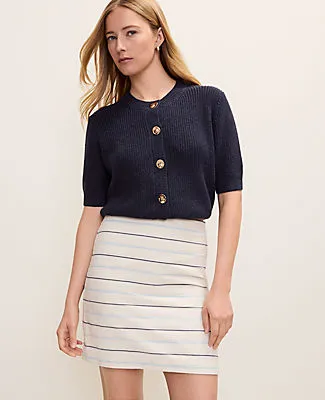 Ann Taylor Petite Striped A-Line Skirt in Tweed sold by Ann Taylor product image thumbnail 2