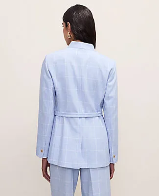 Ann Taylor The Petite Collarless Belted Blazer in Windowpane sold by Ann Taylor product image thumbnail 3