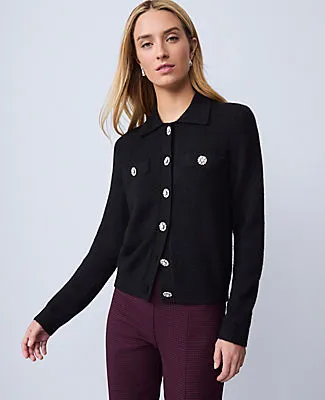 Ann Taylor Embellished Collared Cardigan sold by Ann Taylor
