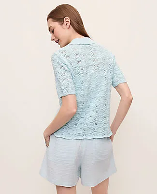 Ann Taylor Pointelle Short Sleeve Cardigan sold by Ann Taylor product image thumbnail 2