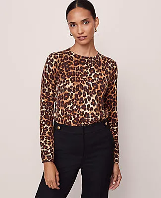 Ann Taylor Animal Print Essential Crew Neck Sweater sold by Ann Taylor