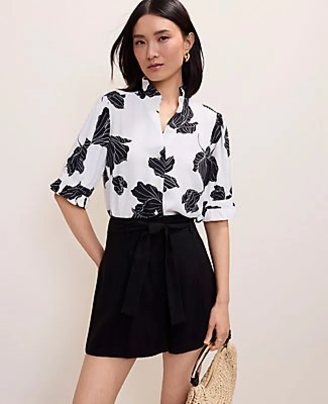 Ann Taylor Floral Ruffle Collar Shirt made by Ann Taylor