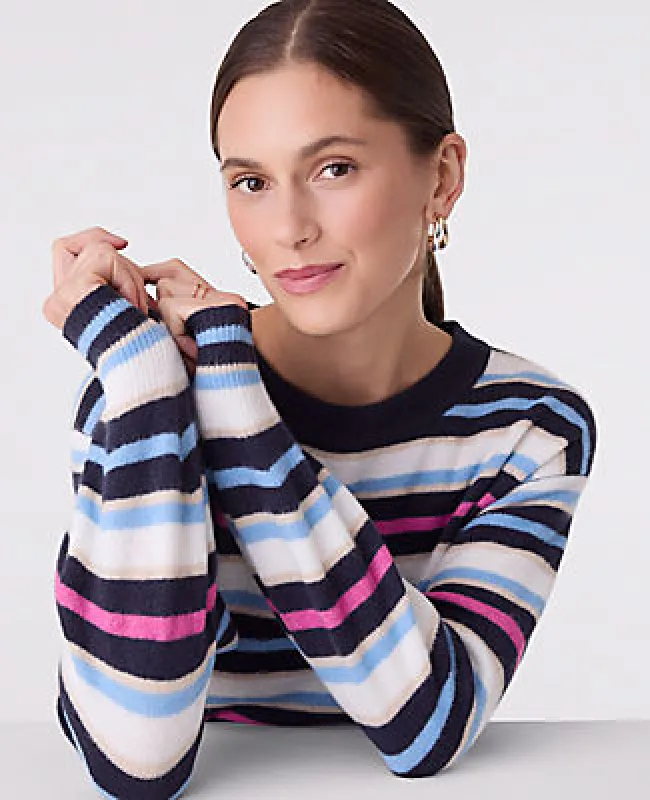 Ann Taylor Striped Crew Neck Sweater made by Ann Taylor