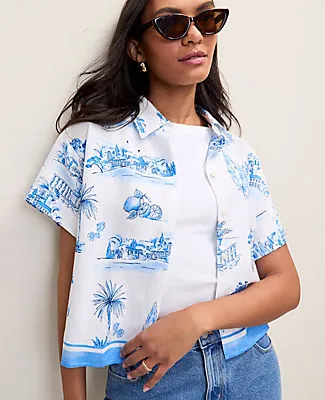 Ann Taylor Weekend Toile Shirt in Linen Blend sold by Ann Taylor