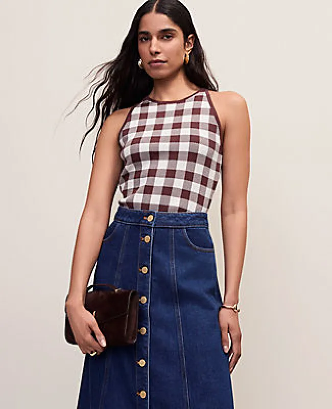 Ann Taylor Gingham Halter Shell Top made by Ann Taylor