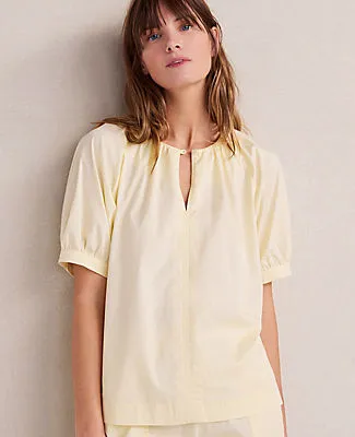 Ann Taylor Haven Well Within Organic Cotton Twill Split Neck Top sold by Ann Taylor