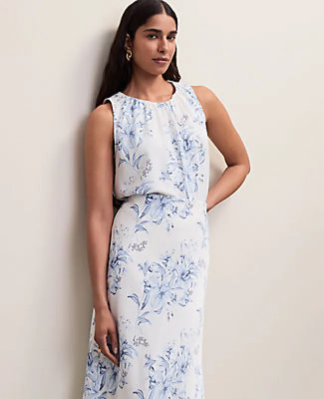 Ann Taylor Floral Shirred Tank Top made by Ann Taylor