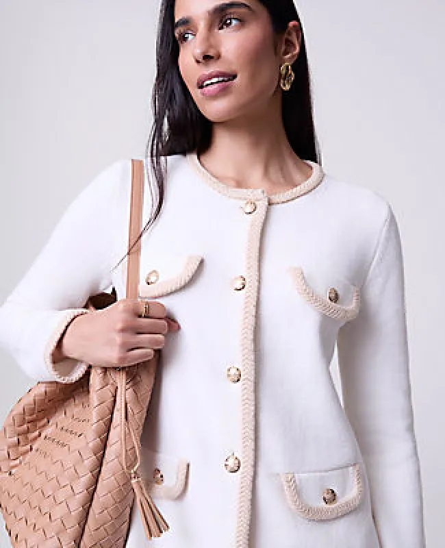 Ann Taylor Textured Trim Sweater Jacket made by Ann Taylor