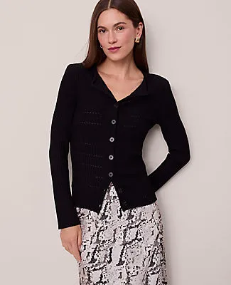 Ann Taylor Ribbed V-Neck Cardigan sold by Ann Taylor product image thumbnail 3
