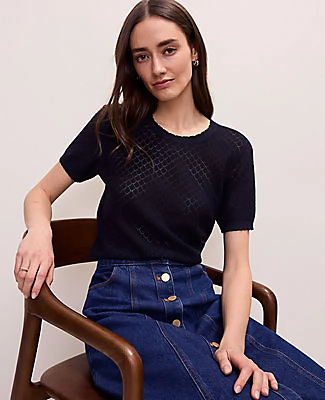 Ann Taylor Pointelle Modern Sweater Tee made by Ann Taylor