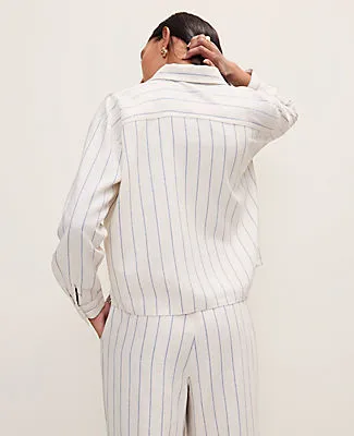 Ann Taylor Weekend Striped Shirt in Linen Blend sold by Ann Taylor product image thumbnail 2